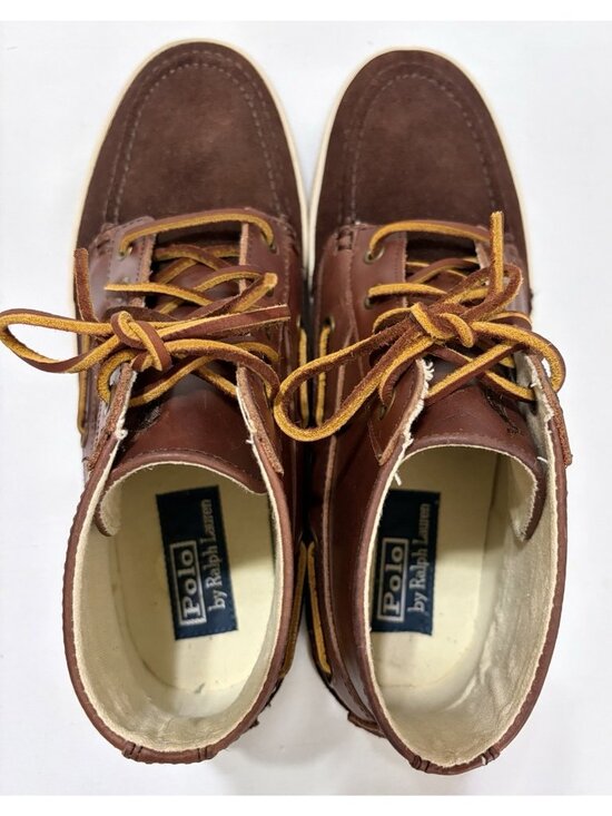 Men’s Polo Ralph Lauren Delmont Brown Leather/Suede Boat Ankle Boots Size 9D main image 15